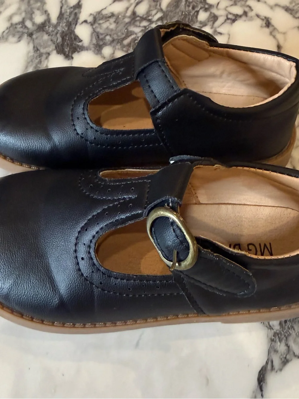 MG Baby Black Leather Mary Jane T-Strap Toddler Dress Shoes Size 30 US 12.5